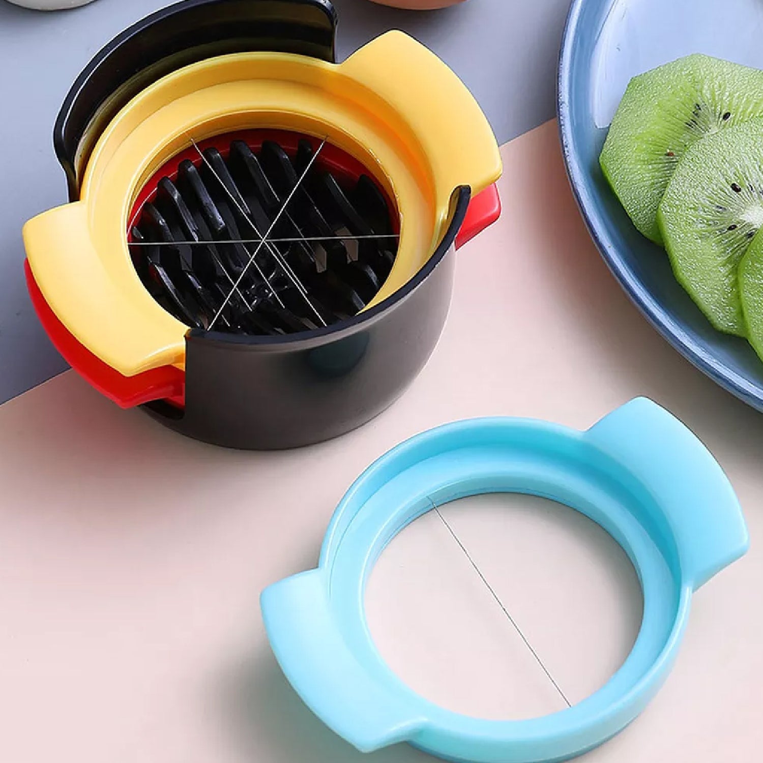 Multifunctional 3-in-1 Egg Cutter - Stainless Steel Slicing Tool with Durable Wires Multifunctional 3-in-1 Egg Cutter - Stainless Steel Slicing Tool with Durable Wires